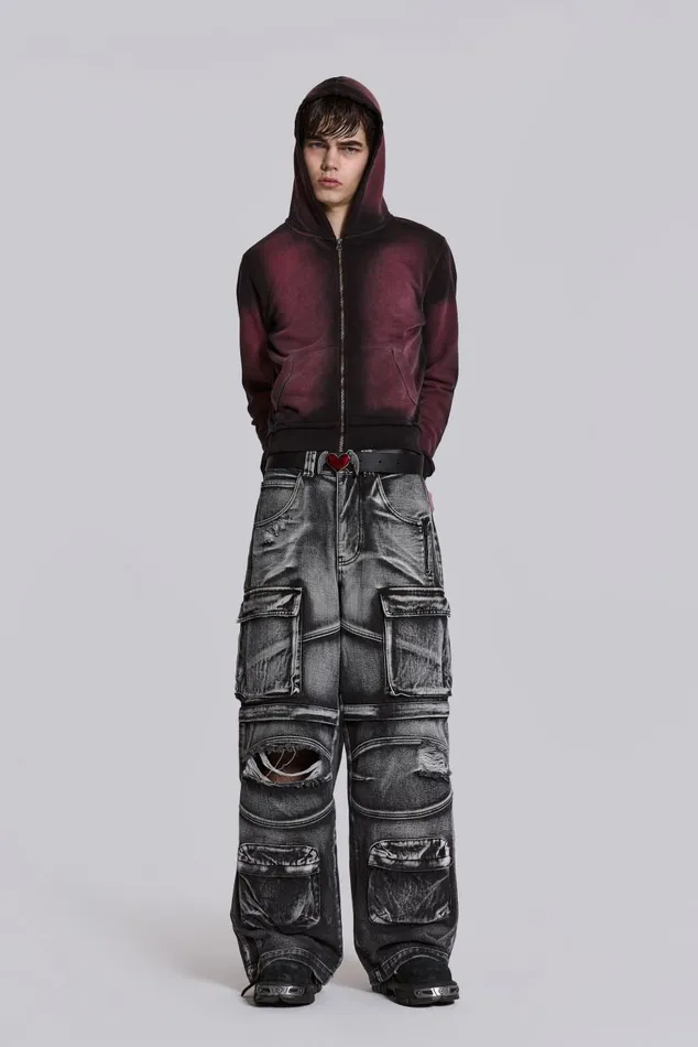Men Apex Denim Cargos Jaded London Baggy Jeans