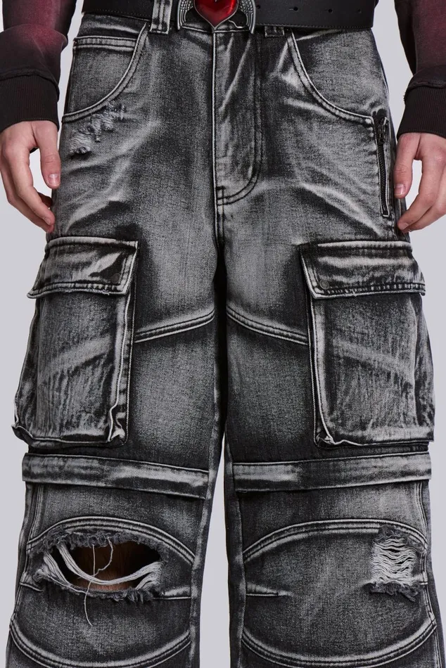 Men Apex Denim Cargos Jaded London Baggy Jeans