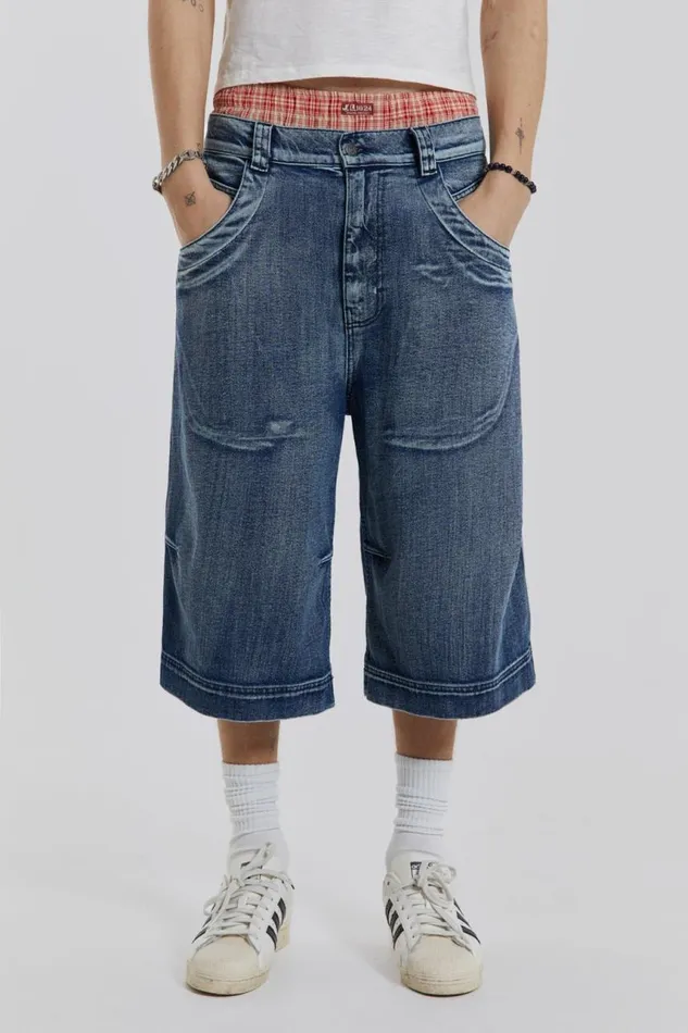 Men Axle Acid Wash Denim Jorts Jaded London Shorts and Jorts