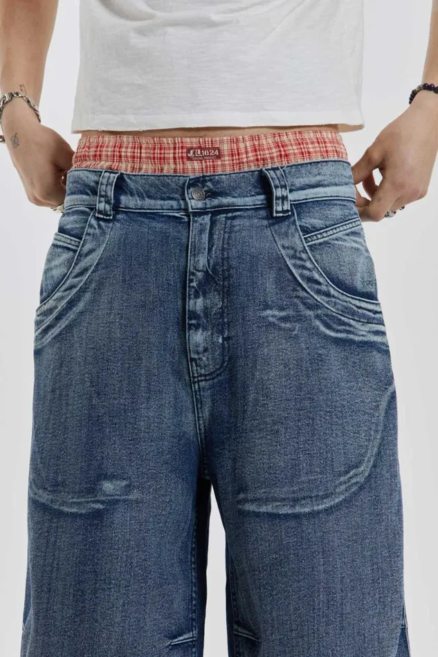 Men Axle Acid Wash Denim Jorts Jaded London Shorts and Jorts