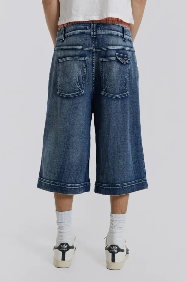 Men Axle Acid Wash Denim Jorts Jaded London Shorts and Jorts