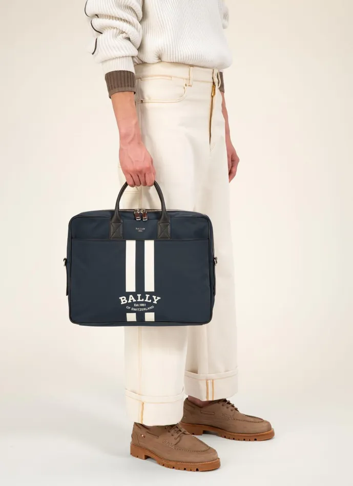 Men Bally Business Bags Faldy 8211 EcoNylon Business Bag In Navy