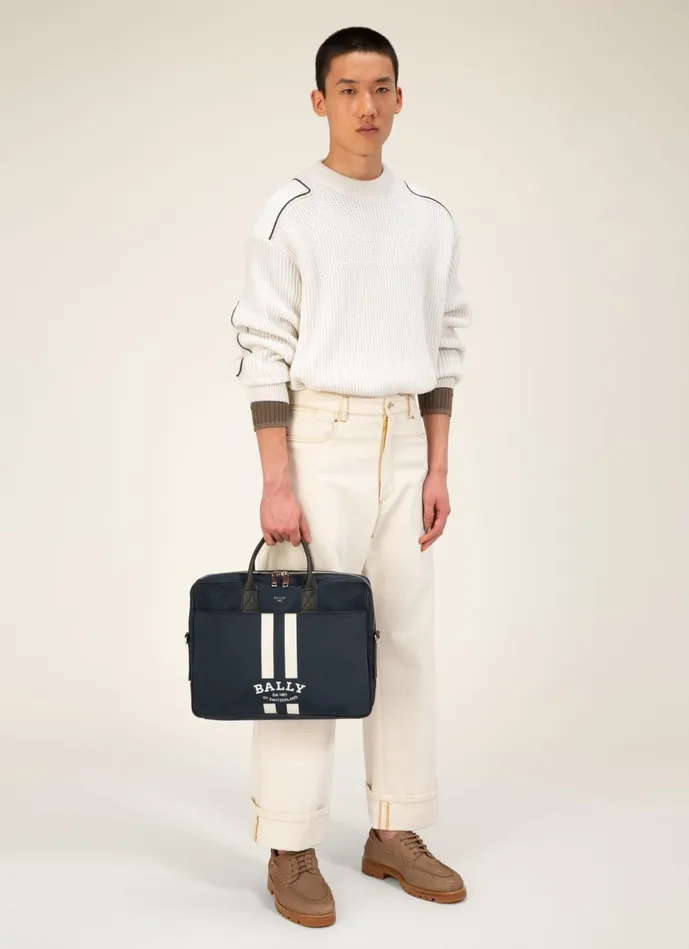 Men Bally Business Bags Faldy 8211 EcoNylon Business Bag In Navy