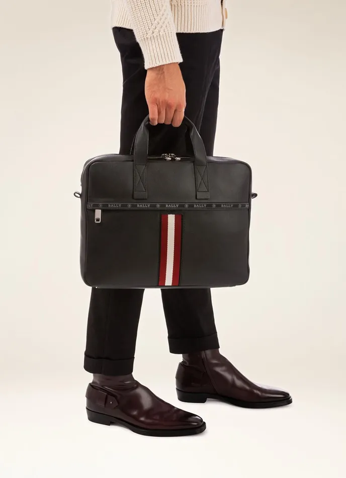Men Bally Business Bags Hektor 8211 Leather Business Bag In Black