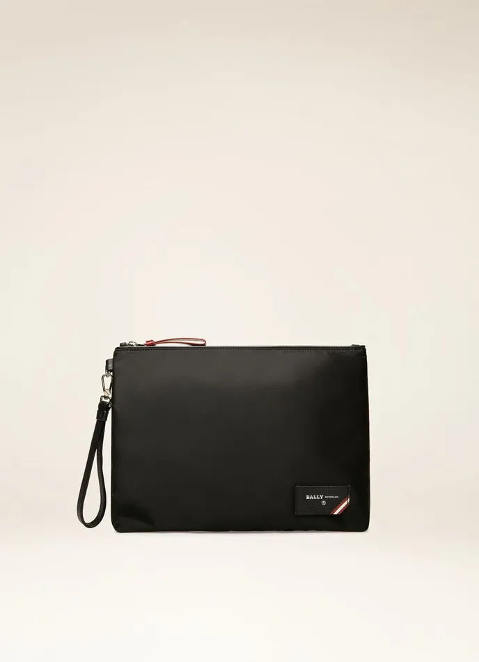 Men Bally Clutches and Portfolios Fholler 8211 Nylon Clutch Bag In Black