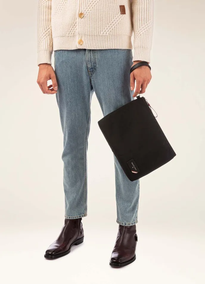 Men Bally Clutches and Portfolios Fholler 8211 Nylon Clutch Bag In Black