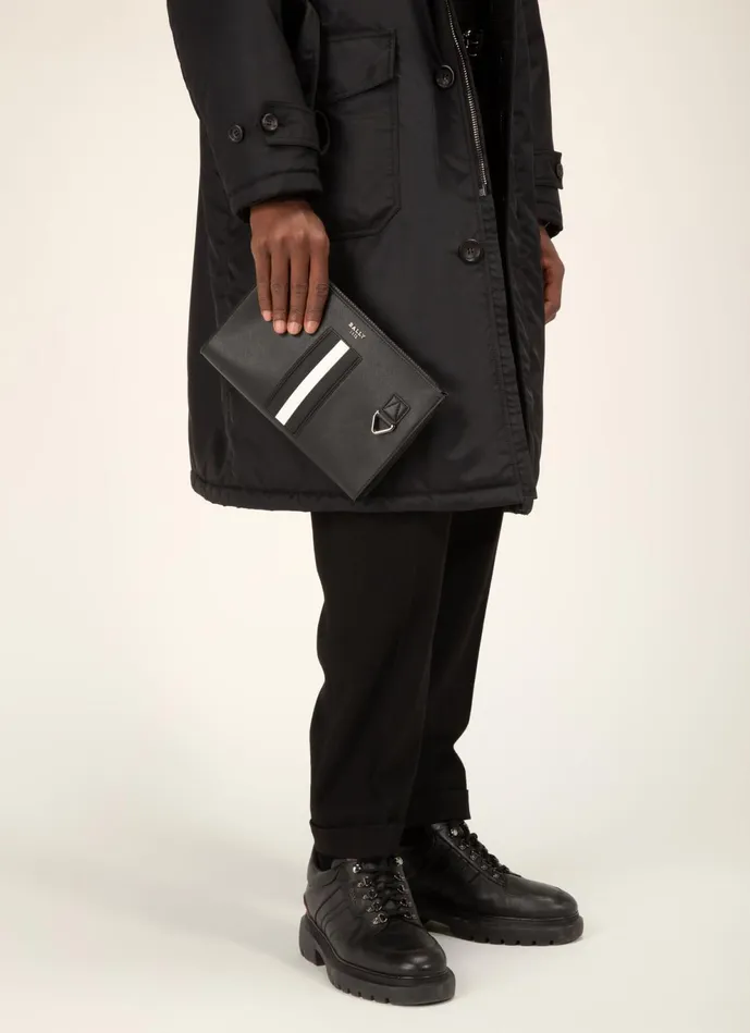 Men Bally Clutches and Portfolios Makid 8211 Recycled Leather Clutch Bag In Black