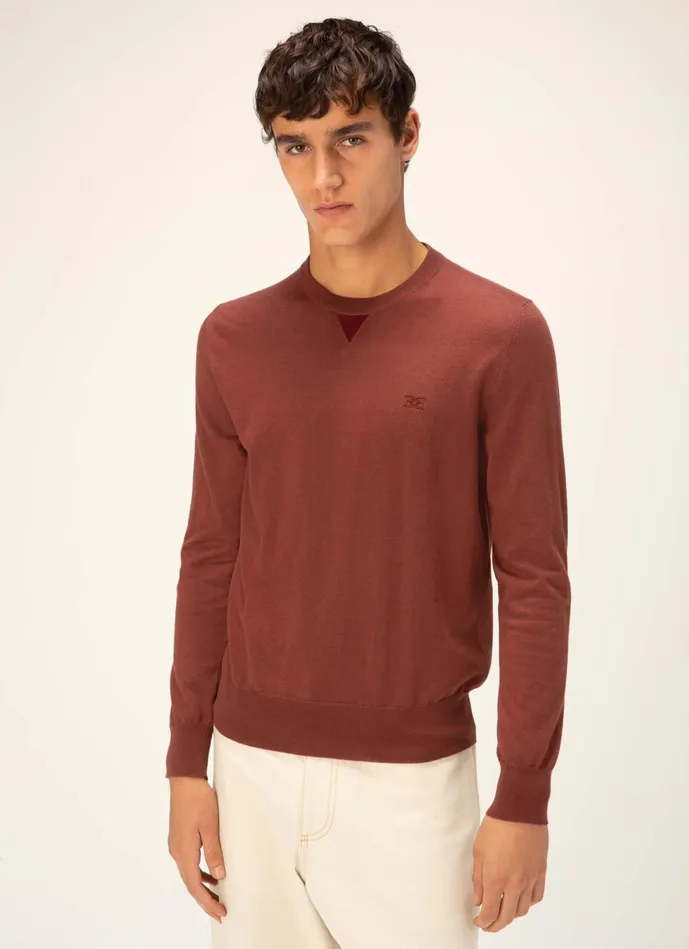 Men Bally Knitwear BChain Sweater 8211 Cotton and Cashmere Knitwear In Heritage Red