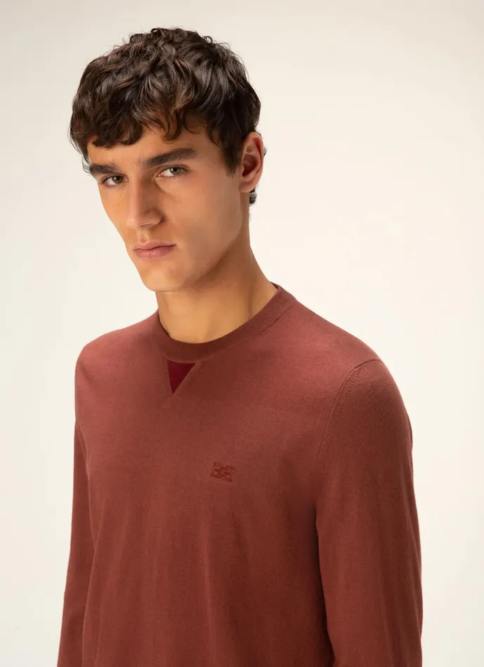 Men Bally Knitwear BChain Sweater 8211 Cotton and Cashmere Knitwear In Heritage Red