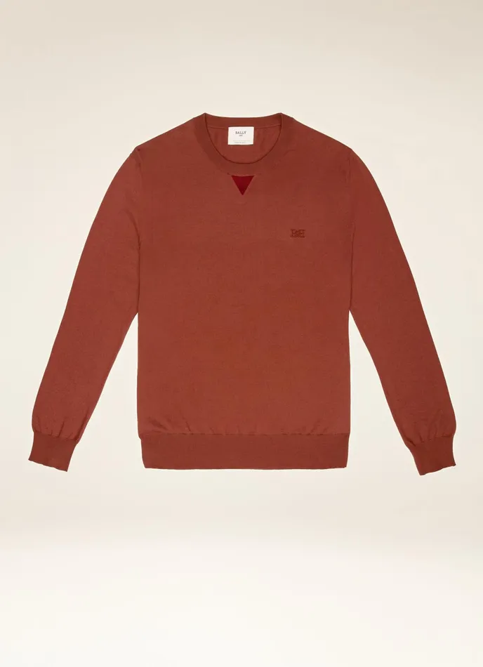 Men Bally Knitwear BChain Sweater 8211 Cotton and Cashmere Knitwear In Heritage Red