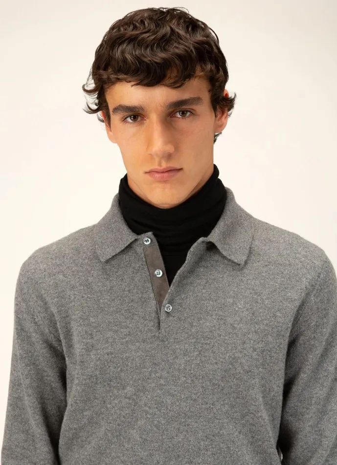 Men Bally Knitwear Cashmere Polo 8211 Cashmere Top In Grey
