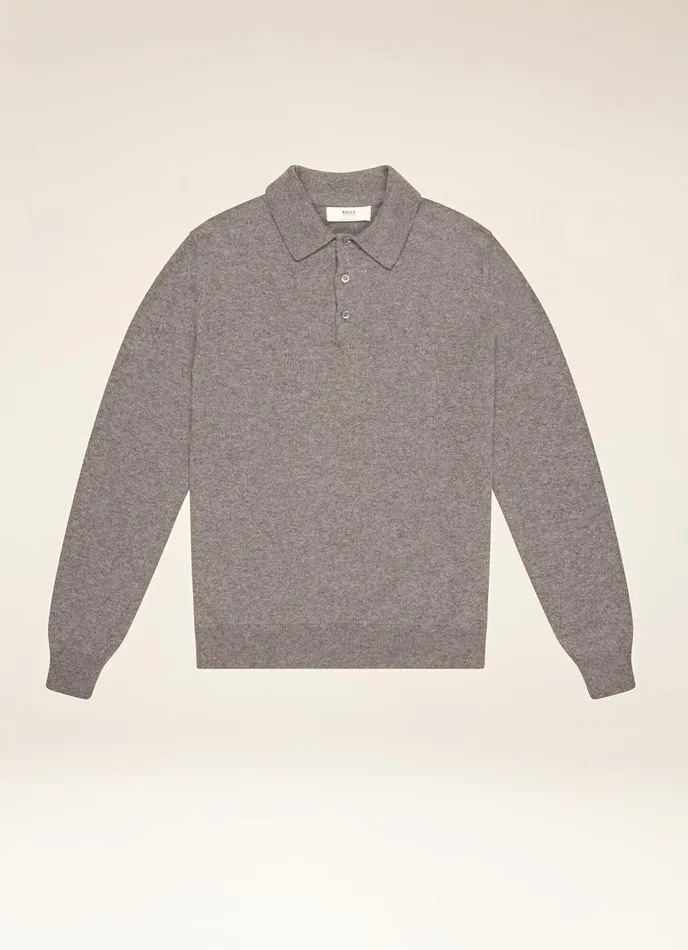 Men Bally Knitwear Cashmere Polo 8211 Cashmere Top In Grey