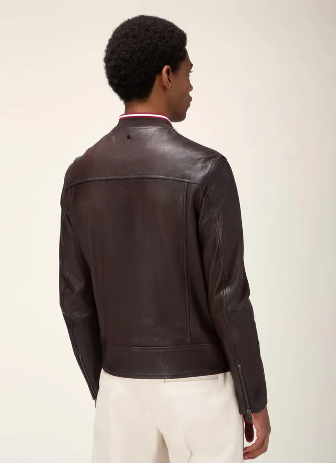 Men Bally Leather Bally Stripe Blouson 8211 Leather Outerwear In Brown