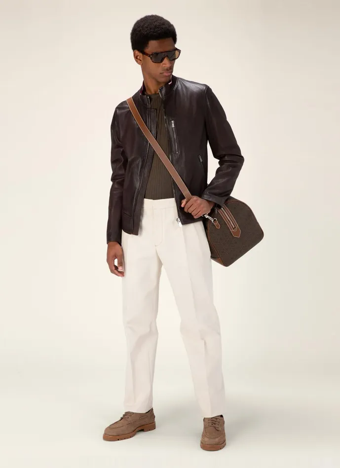 Men Bally Leather Bally Stripe Blouson 8211 Leather Outerwear In Brown