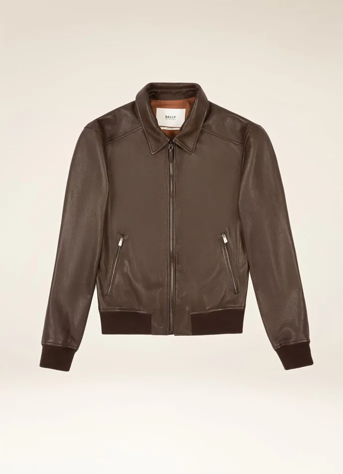 Men Bally Leather Blouson 8211 Leather Outerwear In Brown