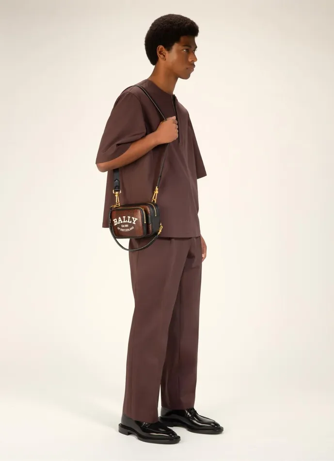 Men Bally Messenger Bags Chadd 8211 Leather CrossBody Bag In Brown and Black
