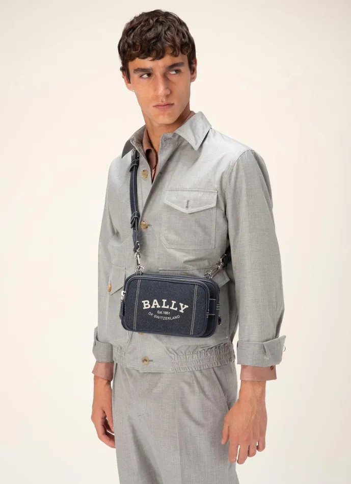 Men Bally Messenger Bags Chadd 8211 Nylon Mix CrossBody Bag In Navy