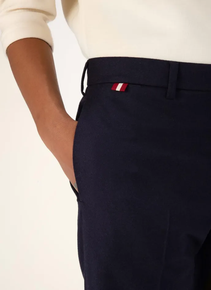 Men Bally Pants Cuffed Trousers 8211 Wool and Cashmere Bottoms In Black