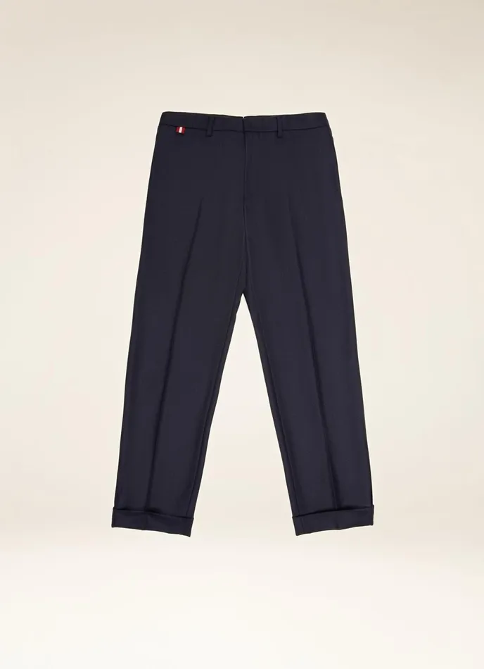 Men Bally Pants Cuffed Trousers 8211 Wool and Cashmere Bottoms In Black