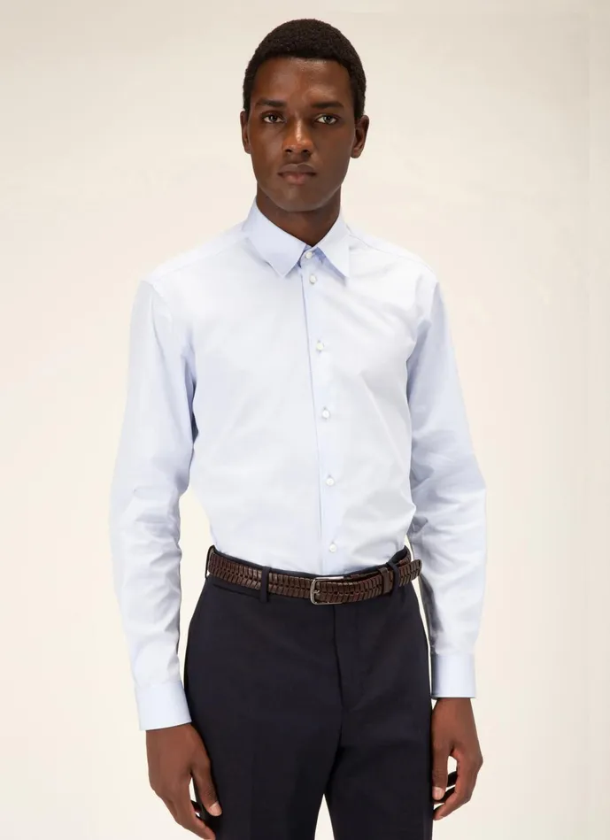 Men Bally Shirts And TShirts Classic Shirt 8211 Cotton Mix Top In Light Blue