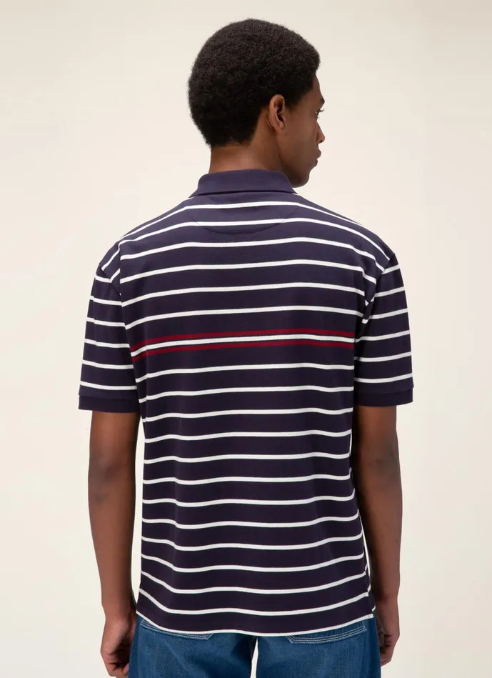 Men Bally Shirts And TShirts Striped Polo Shirt 8211 Cotton Top In Navy