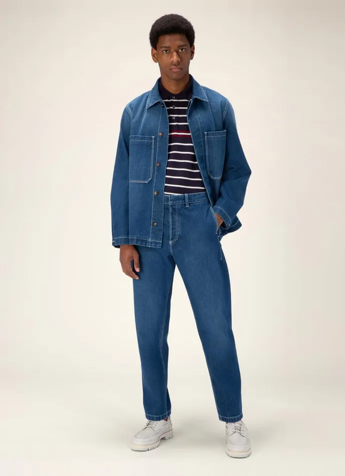 Men Bally Shirts And TShirts Striped Polo Shirt 8211 Cotton Top In Navy