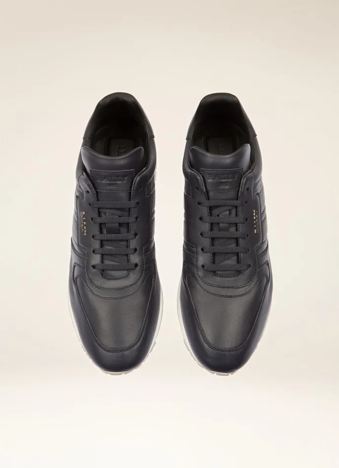 Men Bally Sneakers Asler 8211 Leather Sneakers In Navy