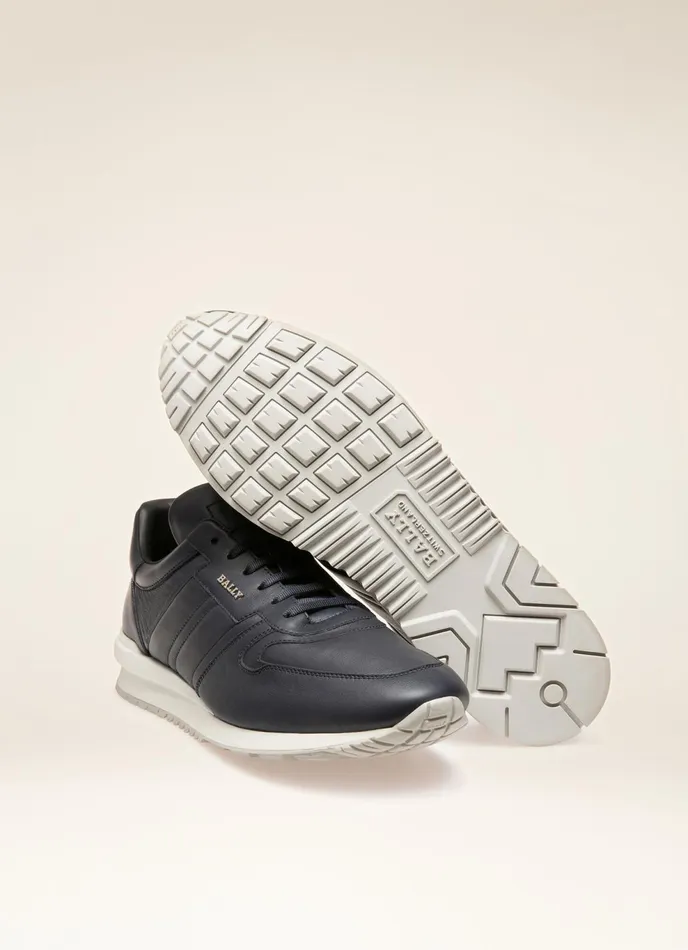 Men Bally Sneakers Asler 8211 Leather Sneakers In Navy