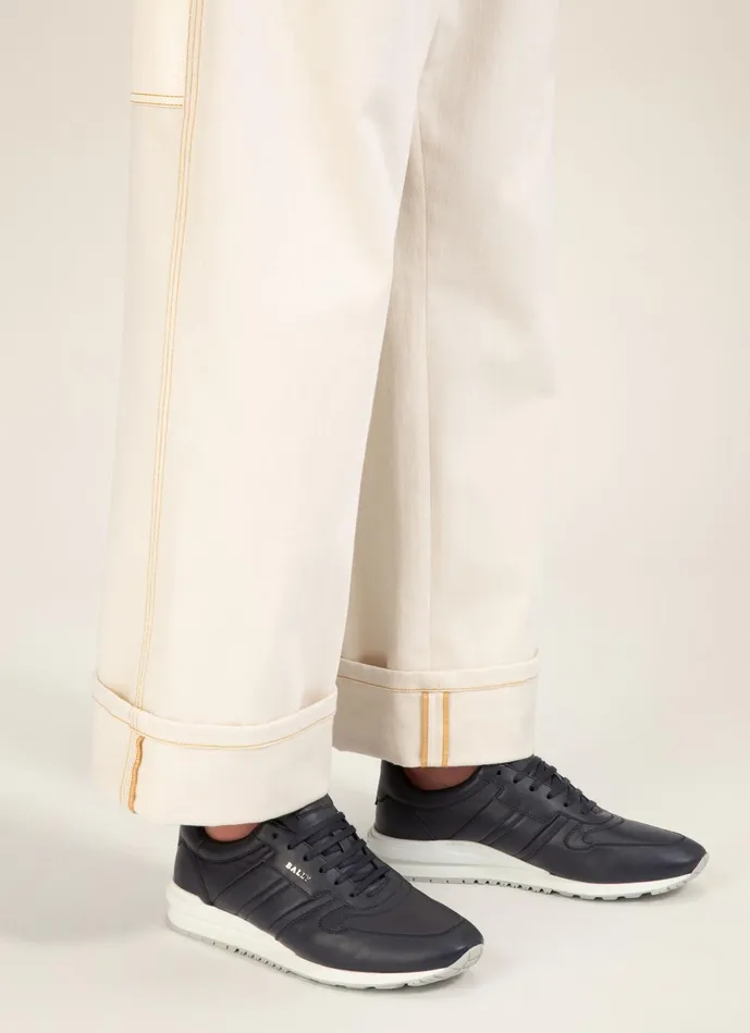 Men Bally Sneakers Asler 8211 Leather Sneakers In Navy
