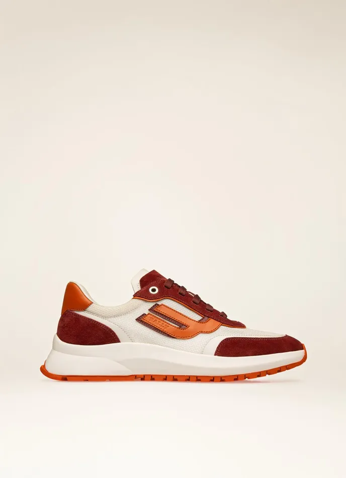 Men Bally Sneakers Demmy 8211 Mesh and Leather Sneakers In Heritage Red and White