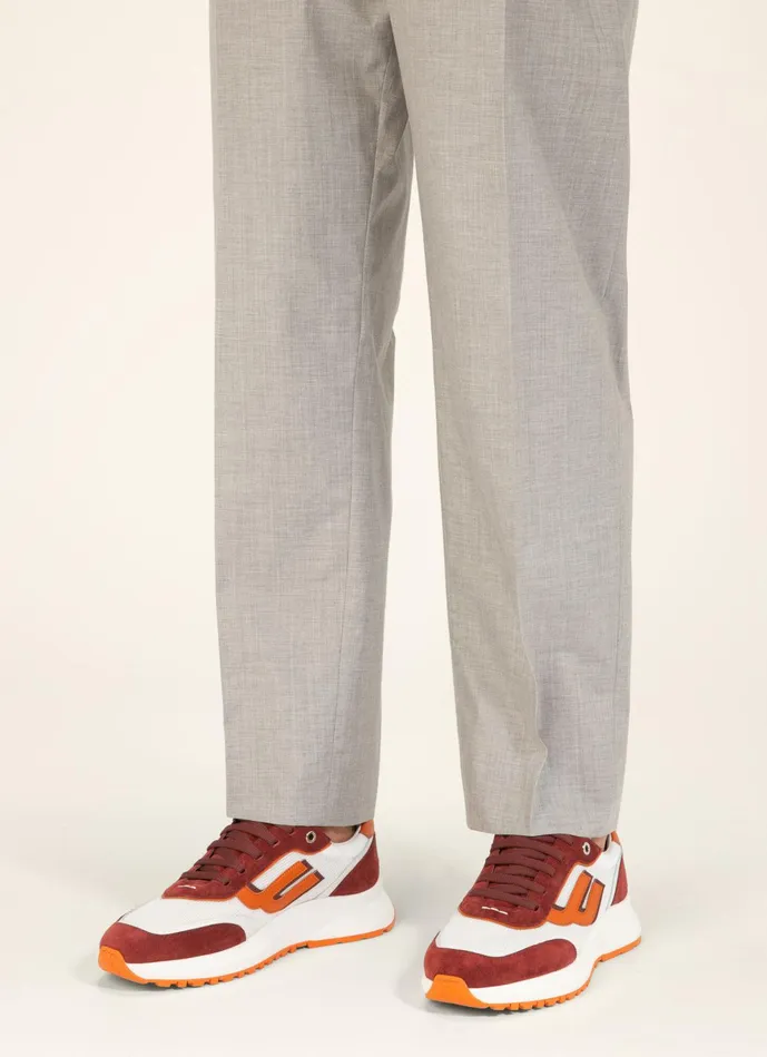Men Bally Sneakers Demmy 8211 Mesh and Leather Sneakers In Heritage Red and White