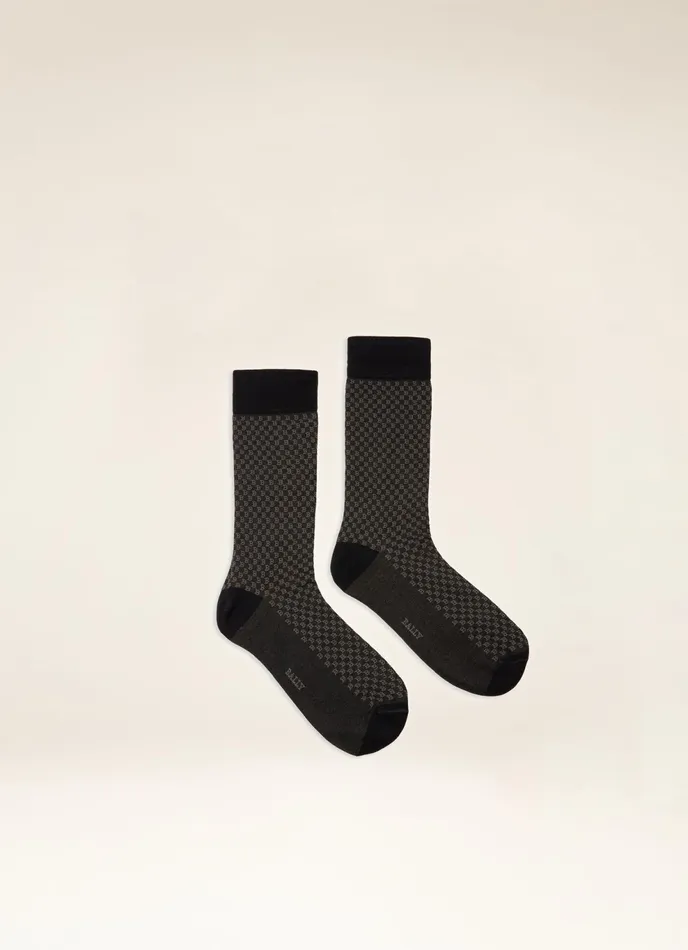 Men Bally Socks B Print Socks 8211 Cotton Mix Socks In Navy and Grey