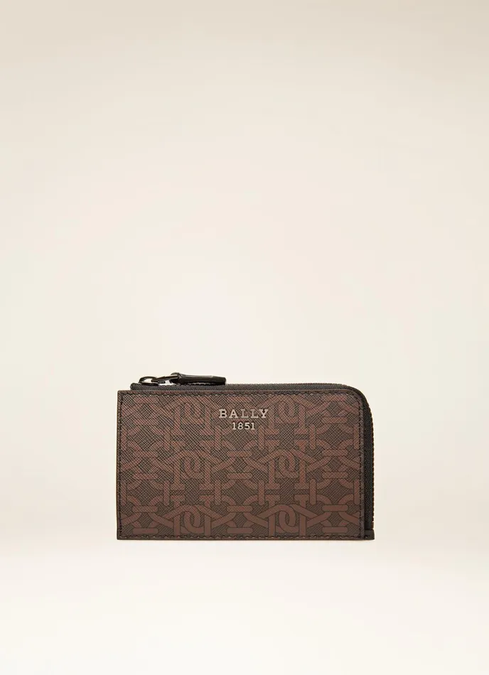 Men Bally Wallets Bord 8211 TPU Card Holder In Black and Brown