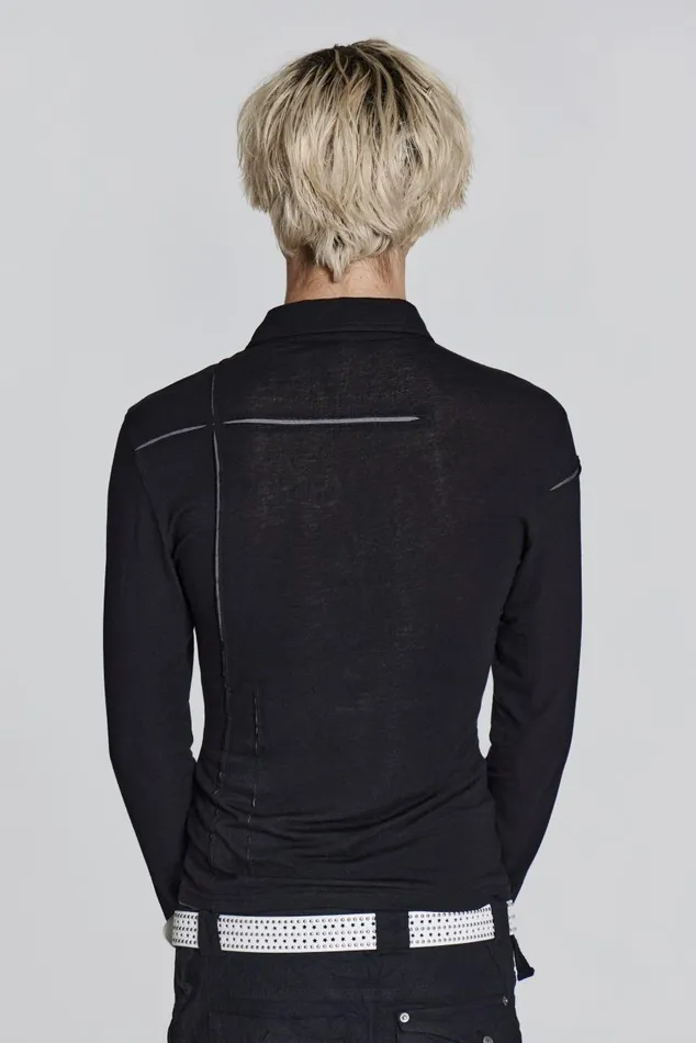 Men Black Jersey Cut and Sew Long Sleeve Shirt Jaded London Tailoring