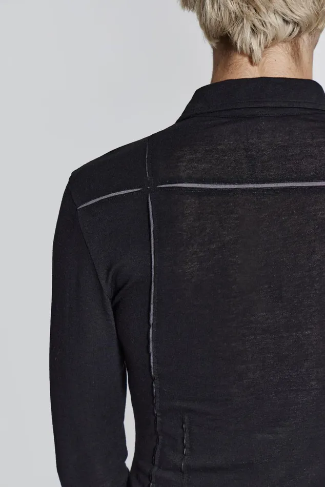 Men Black Jersey Cut and Sew Long Sleeve Shirt Jaded London Tailoring