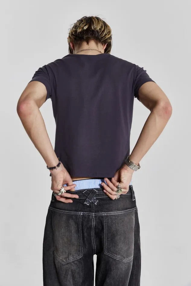 Men Black Poster Graphic Cropped Tshirt Jaded London TShirts and Vests