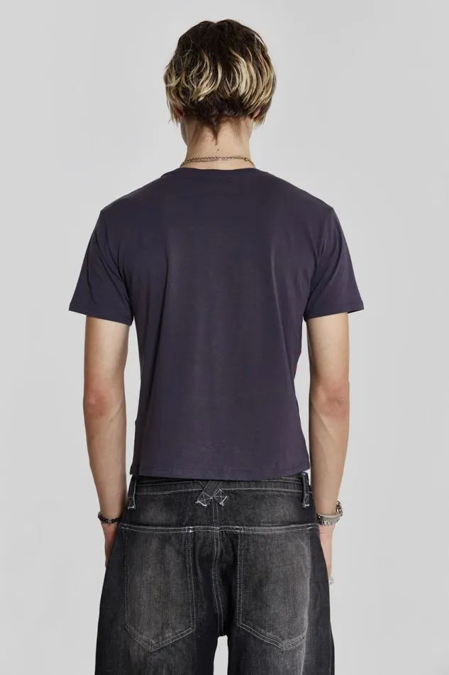 Men Black Poster Graphic Cropped Tshirt Jaded London TShirts and Vests