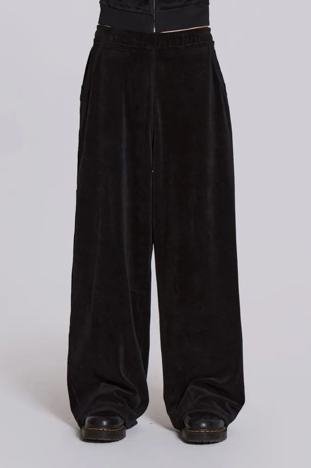 Men Black Velour Monster Jogger Jaded London Joggers and Sweatpants