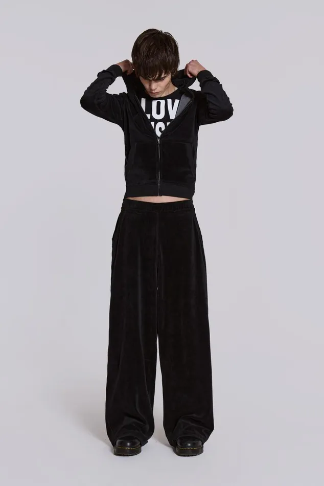 Men Black Velour Monster Jogger Jaded London Joggers and Sweatpants