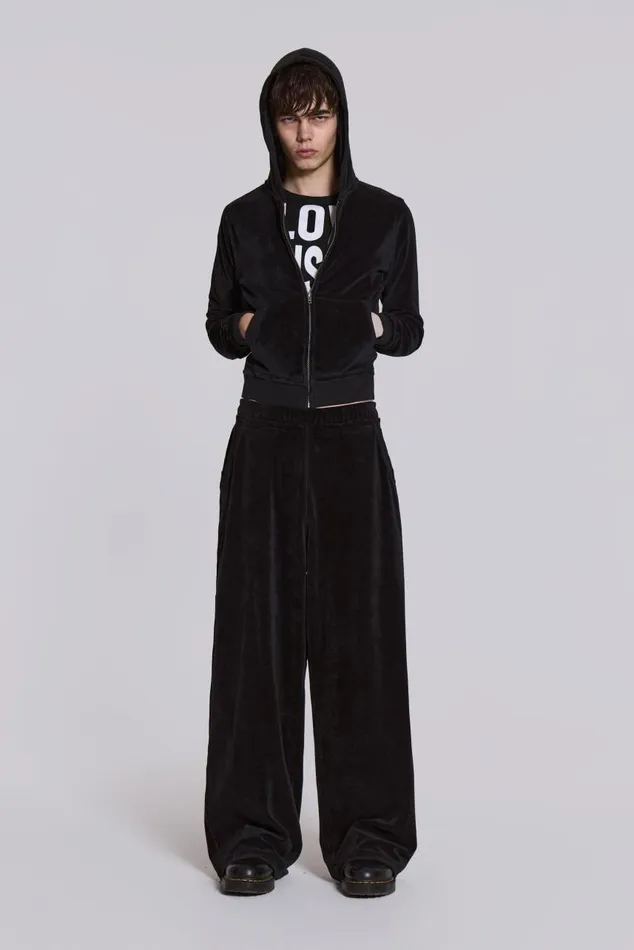 Men Black Velour Monster Jogger Jaded London Joggers and Sweatpants