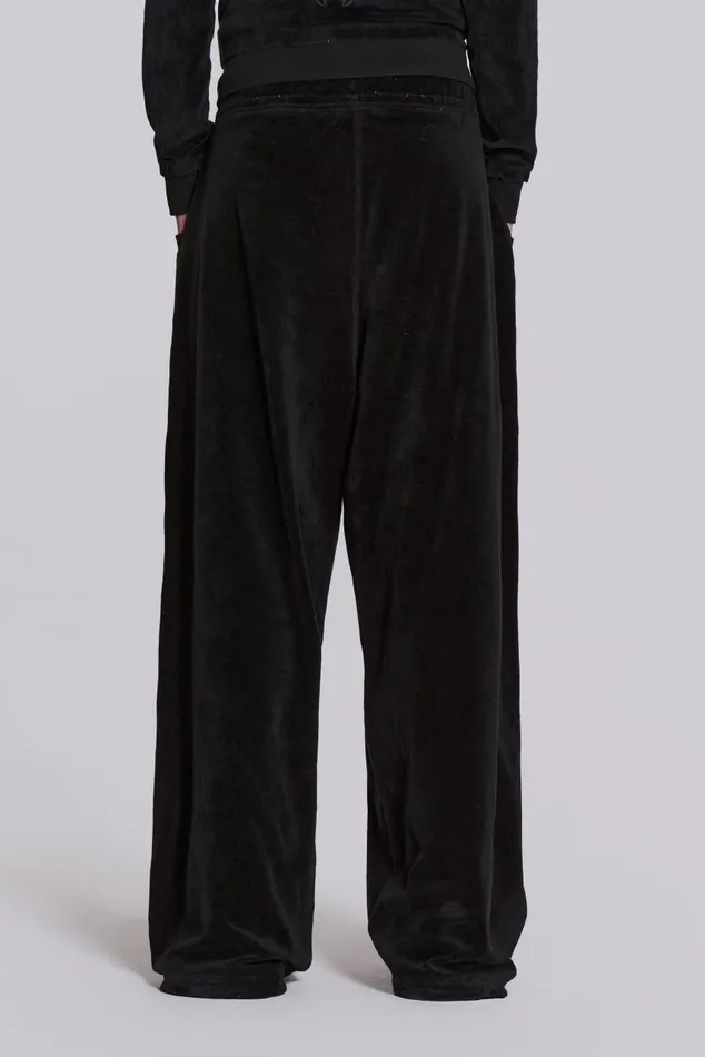 Men Black Velour Monster Jogger Jaded London Joggers and Sweatpants