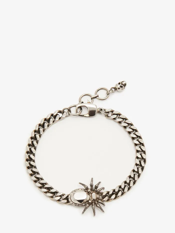 Men Bracelets Alexander McQueen Spider Chain Bracelet Antique Silver
