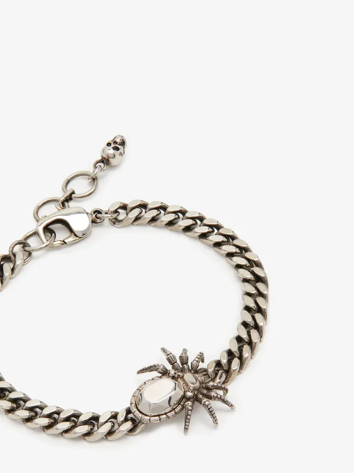 Men Bracelets Alexander McQueen Spider Chain Bracelet Antique Silver