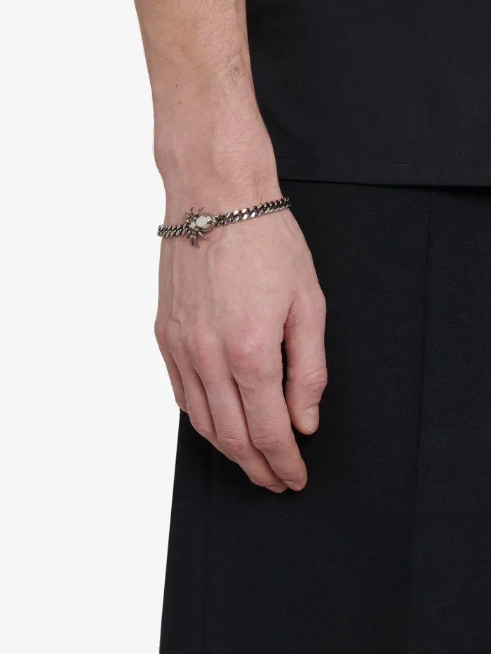 Men Bracelets Alexander McQueen Spider Chain Bracelet Antique Silver