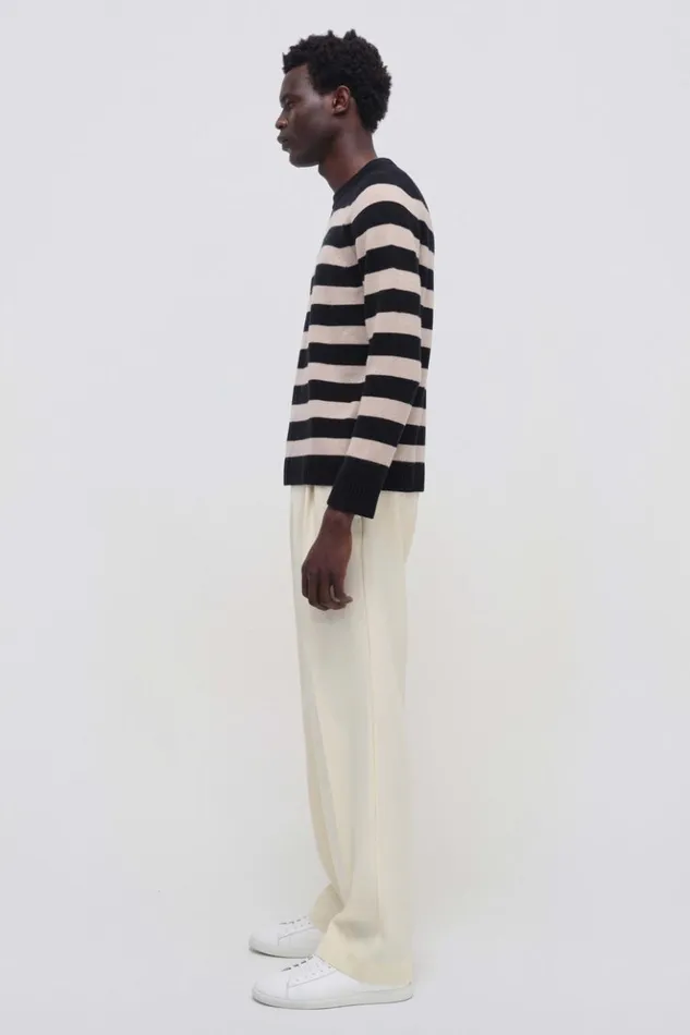 Men Carlton Sweater Driftwoodblack Stripe Jonathan Simkhai Knitwear