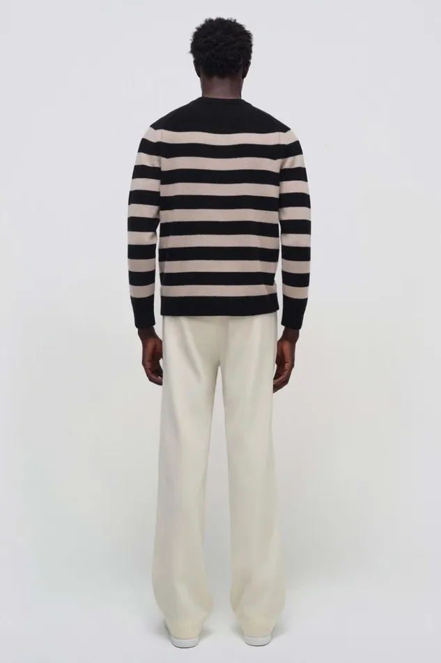 Men Carlton Sweater Driftwoodblack Stripe Jonathan Simkhai Knitwear