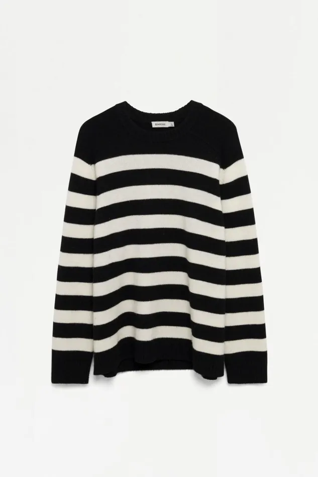 Men Carlton Sweater Driftwoodblack Stripe Jonathan Simkhai Knitwear