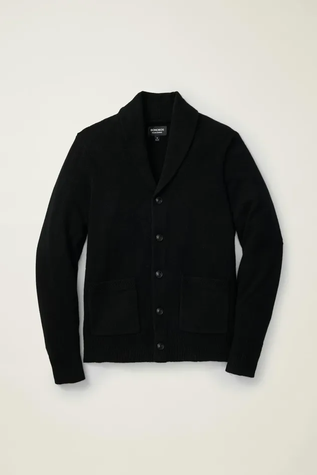 Men Cashmere Shawl Collar Cardigan Black Bonobos Cardigan Sweaters