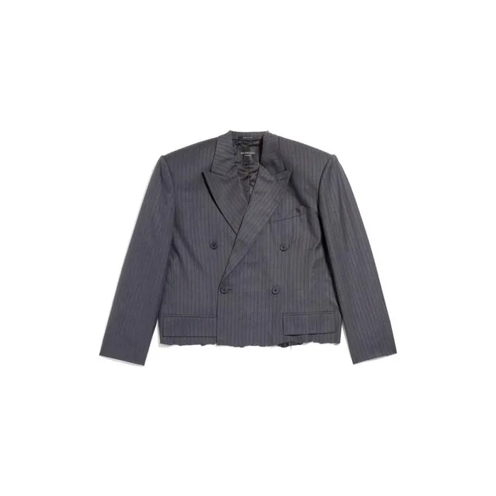Men Coats and Jackets Balenciaga Cropped Blazer In Greyred