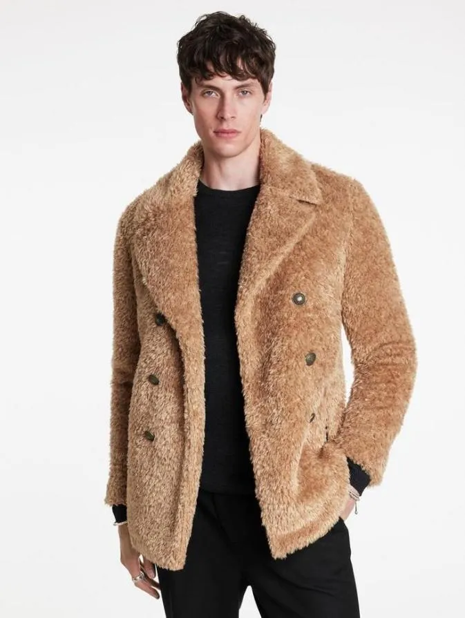 Men Coats And Jackets John Varvatos HARDEN PEACOAT Sand Heather